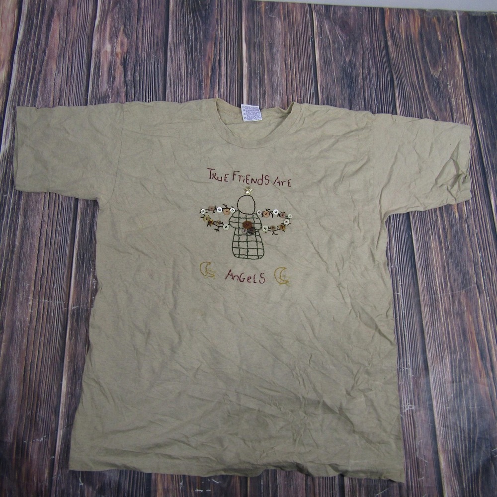 Vintage True Friends Are Angels Shirt Mens XL Tan Single Stitch Made USA 90s